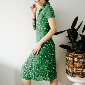 Green Remormation button down collared dress